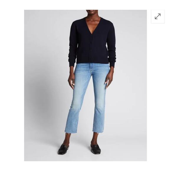Mother Denim Jeans The Mid Rise Dazzler Cropped Fray Blue Blowing Kisses Sz 28 - Picture 1 of 16
